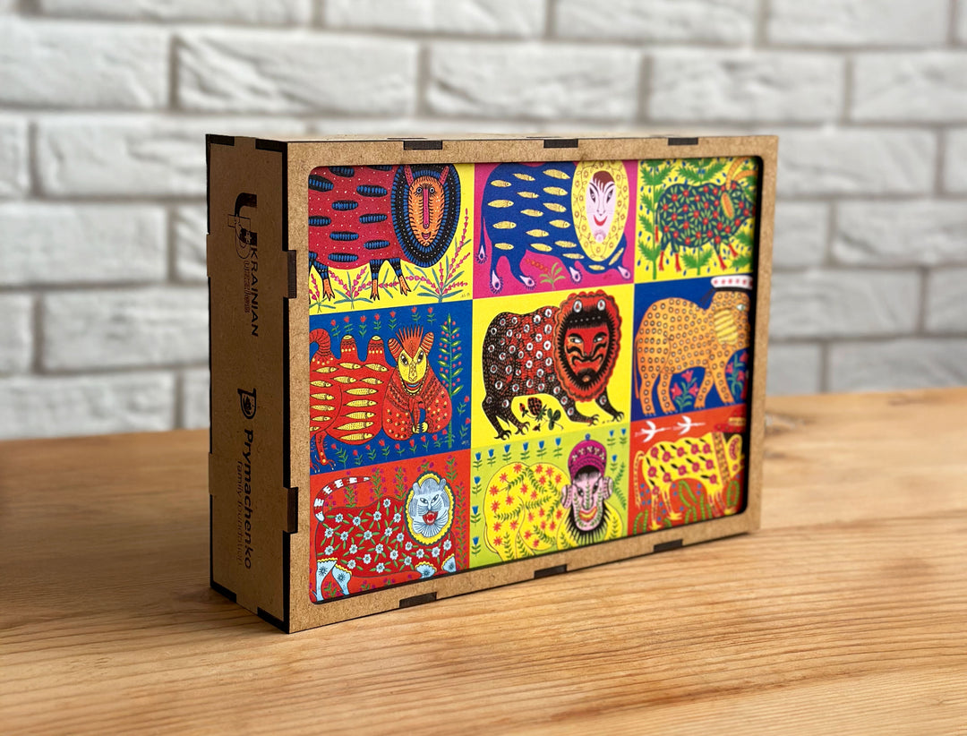 "Beasts by Prymachenko" wooden shaped puzzle