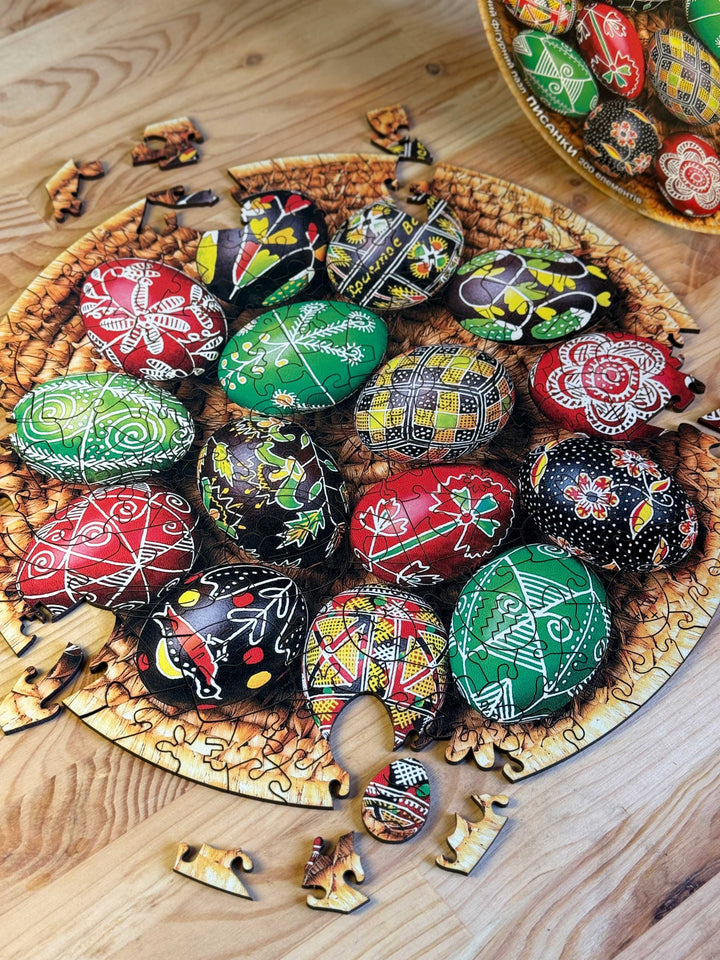 "Pysanky. Ukrainian Easter Eggs" wooden shaped puzzle